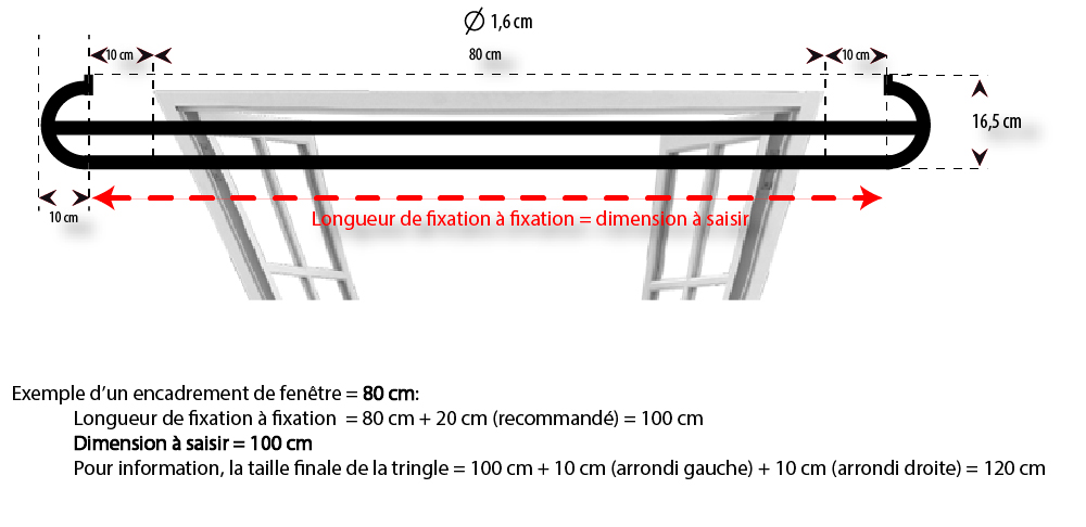 Tringle à Rideau en fer forgé main DROITE 120cm